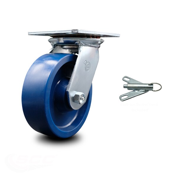 6 Inch Heavy Duty Solid Poly Caster with Ball Bearing and Swivel Lock SCC